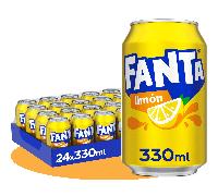TEMU Fanta Limón, Refresco con 6% de Zumo de Limón, Bajo en Calorías, Pack Ahorro de 24 Latas de 330ml
