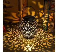 TEMU Farol Solar Negro Vintage | Metal y Plástico, Lámpara de No Desmontable, Control por Sensor de Luz, Ideal para Jardín, Patio, , Camping, Halloween, Decoraciones Navideñas, Regalos de