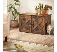 TEMU Feandrea Mueble Arenero para Gatos, de Arena Oculta con Separador Extrable, Mesa Auxiliar, Casa de Interior para Gatos, 80 x 53 x 50 cm, Marrn Rstico