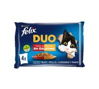 TEMU FELIX Duo Gelatina (4x85 gr) - Comida Húmeda Festín de ( y Aves, Pollo y Riñón, y , e Hígado)
