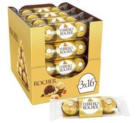 TEMU Ferrero Rocher T3 - Pack de 16 Estuches (48 Bombones) | Chocolate Exclusivo con Avellanas Crujientes y Crema de Cacao | Regalo Ideal