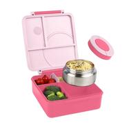 TEMU Fiambrera con Aislante, Fiambrera Antigoteo para y Adultos, Contenedor de Alimentos y Juego de Cubiertos con 4 Compartimentos para , , Excursiones, Microondas, para Lavavajillas para