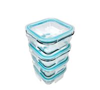 TEMU Fiambrera de vidrio de 1/4 piezas | para microondas, Contenedor cuadrado con de abatible, Adecuado para y trabajadores de oficina, Ideal para conservación y comidas en casa