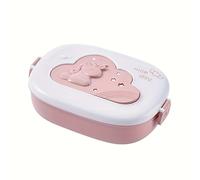 TEMU Fiambrera Portátil de Compartimentos para Almuerzo, Bento de PP para Calentar en Microondas, Contenedor de Alimentos de Plástico Ovalado, Lindo, de Dibujos Animados para y Adultos