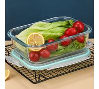 TEMU Fiambrera rectangular de vidrio a prueba de fugas, para microondas y refrigeradores, para , , camping y picnics