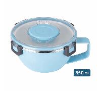 TEMU Fiambrera térmica 850 ml con cierre hermético, interior acero inoxidable, compartimento para salsa y asa | Tupper comida (Azul/Rosa/Verde)