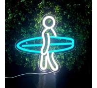 TEMU Figuras coleccionables 2D, Letrero neón 2D de un para decoración de pared de dormitorio, por USB, Luz de tabla de surf para de habitación, Regalo de ideal en azul helado