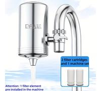 TEMU Filtro de grifo purificador de agua doméstico de acero inoxidable, equipado con dos cartuchos de filtro, interfaz multifuncional y accesorios de instalación, eficazmente .