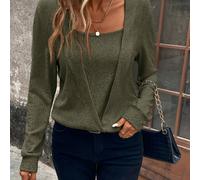 TEMU Fondos de inversión Camiseta de larga de dos piezas con diseño de dos piezas para mujer, color liso casual