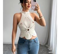 TEMU Fondos de inversión - Elegante top halter floral para mujer, ideal para vacaciones