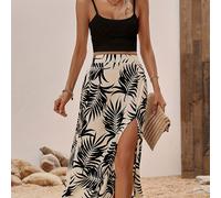 TEMU Fondos de inversión: Una falda de talle con abertura lateral y estampado floral, para vacaciones y salidas