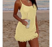 TEMU Fondos de inversión - Vestido boho verde con tirantes y elegante con borlas, para vacaciones en y festivales de para mujer