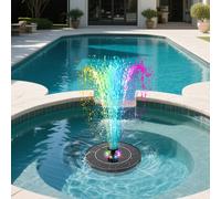 TEMU Fontana Solar LED, Bomba de Calidad con Múltiples Estilos de Boquillas, Ideal para Jardines, Baños de Aves, Estanques, Acuarios y Decoraciones Acuáticas en Exteriores, IPX8 Impermeable