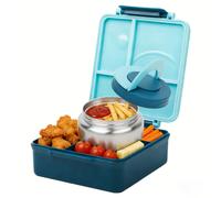 TEMU FOOYOO Bento Box - Fiambrera Aislada con Termo Antigoteo - 4 Compartimentos, 2 Zonas de (Azul, Rosa)