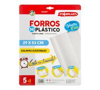 TEMU FORROS DE LIBROS STARPLAST - Forros de libros de plástico adhesivo ajustable, 6 Unidades transparentes, para proteger libros del colegio, universidad o biblioteca