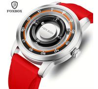 TEMU FOXBOX Reloj de Cuarzo para Mujer, Casual y Minimalista, Reloj de Silicona, Multicolor con Rotación Magnética, Elegante y de Moda Unisex, Regalo de , Regalo de Navidad