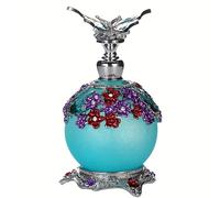 TEMU Frasco de Perfume Vintage de 25 ml, Campanula Azul, Botella de Vidrio Recargable con Diseño Bordado
