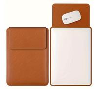 TEMU [Fuerte Diseño Minimalista] de Cuero Sintético Dormin para Portátil MacBook 13" M1/M2 & Asus 11"-16" - para TSA, Marrón //Negro, Bolsa Interior con Cierre de Solapa y Bolsillo para Ratón