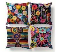 TEMU Fundas de almohada de terciopelo color melocotón con diseño de mandala floral tipo patchwork a cuadros de piezas para decoración del hogar