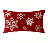 TEMU Fundas de Cojín Navideñas Bnitoam - Rojos sobre , Cierre con Cremallera para Sofá o Cama, Decoración Elegante para y Fiestas - Lavable a Máquina - Lumbar 12x20 Pulgadas