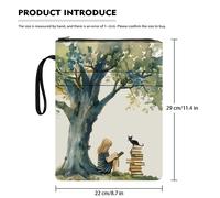 TEMU Fundas de Libro con Cremallera Tema Niña Leyendo un Árbol, Protector para Blanda, Bolsa de Libros con Bolsillo Frontal, Lavable Multifuncional para , y Amantes de la Lectura