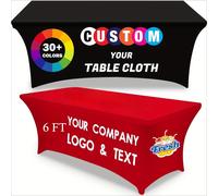 TEMU Fundas de mesa elásticas personalizadas hechas de spandex con de tu negocio, fáciles de colocar y perfectas para mesas rectangulares portátiles en , , aniversarios de comerciales.