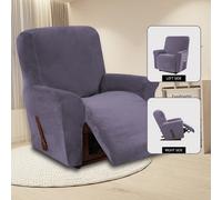 TEMU Fundas de Terciopelo Plateado para Sillón Reclinable con Cobertura Completa Elástica, de Mecedora de Color Sólido y Moderno, de Sofá Multifuncional Integrada