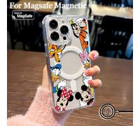 TEMU Fundas para Teléfono de Disney Minnie Mouse y Goofy para iPhone 16, 15, 14, 13, 12, 11 Pro Max, Mini, XR, XS, X, 7, 8 Plus - Cubierta Trasera Magnética Transparente Antigolpes de TPU
