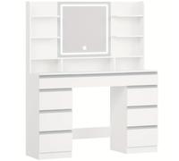 TEMU Gabinete de almacenamiento de joyas grande con iluminación LED, , control de , tocador con espejo, 9 cajones, 9 estantes abiertos, estilo moderno, dorado /plateado , cajas de joyas