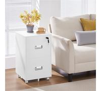 TEMU Gabinete de Archivos con Contenedor de Ruedas con Cerradura, Organizador de Archivos Colgantes y 2 Cajones para Oficina, Estudio,