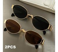 TEMU Gafas de armazón delgado con alambre dorado "Desplazamientos + Citas", un par | dos , para cambiar sin entre la dulzura de oficina y el estilo callejero