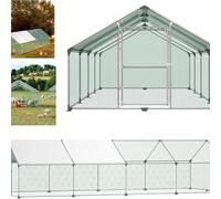 TEMU Gallinero con Corral y Cerradura, de Acero Galvanizado para Pequeños Animales, con Techo para Jaula de Pollos, Jaula para Aves, Jaula para Mascotas Pequeñas, Exterior, 3x2x2m/3x4x2m/3x6x2m/3x8x2m