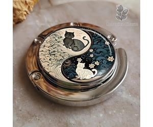 TEMU Gancho portátil de gato Yin Yang, y armonía, gancho plegable para guardar en bolso, estilo con regalo único, ideal para viajes y uso doméstico, de almacenamiento multiusos sin daños que ahorra