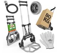 TEMU GARDEBRUK® Plegable Aluminio 80Kg Altura Regulable 1 Par Guantes 2 Cuerdas Elásticas Carro Transporte Mudanzas Ruedas Deslizamiento