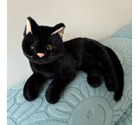 TEMU Gato de peluche de Halloween realista: Muñeco de gato para adolescentes, para decoración de Halloween kawaii y regalo de Navidad