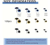 TEMU GDGDSY Kit de 120 Ojos de Vidrio para Manualidades, Ojos para Feltrar con Aguja para Osos, Muñecas y Decoración