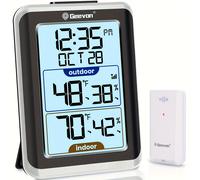 TEMU GEEVON Termómetro y higrómetro digital inalámbrico con reloj - Ideal para interiores y exteriores, escalas de medición duales ( y ), proporciona un monitoreo de la y la humedad