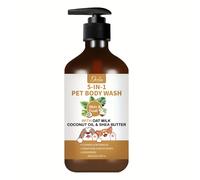 TEMU Gel de Baño 5 en 1 para Mascotas con Aceite de Coco y Mantequilla de - Fórmula para Perros y Gatos, Limpia e Hidrata el Pelaje y Áspero, y , Beige , Hipoaergénico, Sin Químicos Agresivos