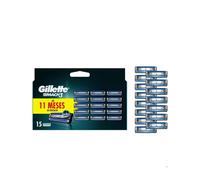 TEMU Gillette Mach3 Recambios Para Maquinillas De Afeitar Para Hombre, Cuchillas de Afeitar Hojas y Banda Lubricante, Pack 15