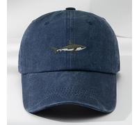 TEMU Gorra de béisbol bordada con diseño de tiburón de calidad, sombrero y desgastado, tamaño ajustable, parte superior , gorra de pico de transpirable absorbe la humedad