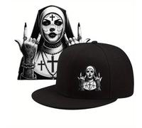 TEMU Gorra de béisbol con diseño de monja con temática de Halloween, gorra snapback para streetwear, unisex ajustable, gorra de béisbol y versátil de moda hip-hop