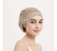 TEMU Gorro de Dormir de Seda de 100% Capa - Banda Elástica Ajustable, Protección y para el Cabello, Gorro Nocturno para Mujeres, Beige, Diseño Fácil de Poner, Antiencrespamiento y Puntas Abiertas
