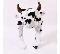 TEMU Gorro de felpa de otoño invierno con diseño moderno de vaca manchada, ideal para en , fiestas y reuniones. Cubre y protección contra el frío.