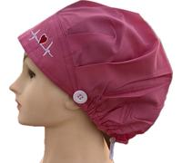 TEMU Gorro de Frotación Ajustable con Bordado de - , Poliéster No Elástico, Cierre con Botón, Lavable a - Ideal para Profesionales en Varios Colores
