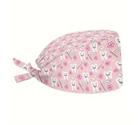 TEMU Gorro de mujer sin visera, con diseño temático dental, una pieza, ajustable con , ideal para el trabajo, la enfermería, la cirugía o el baño