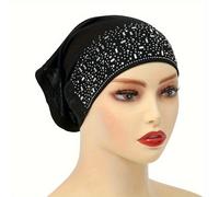 TEMU Gorro Hijab con Diseño de Pedrería, Ideal para Mujeres Musulmanas en Ramadán, Salidas y Oración. en Tela y Amigable con la Piel, con un Diseño Elegante y Estiloso