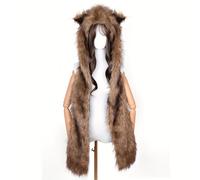 TEMU Gorro y bufanda de felpa sintética Yabii de otoño estilo Y2K con orejas de , todo en uno, para hacer tú mismo