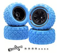 TEMU GOUPRC Juego de neumáticos hexagonales RC de 12 mm, 4 piezas de neumáticos de de con garra de pantano para coche RC, crawler, buggy azul de 1/14 y 1/16