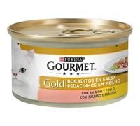 TEMU GOURMET Gold Bocaditos en Salsa, Comida Húmeda para Gato Adulto, Pack de 24 Latas de 85 g