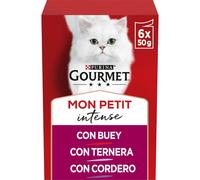 TEMU GOURMET Mon Petit, Comida Húmeda para Gato Adulto, Trocitos en Salsa, Surtido de , Ternera y , 8 Packs de 6 Sobres de . (48 sobres)
